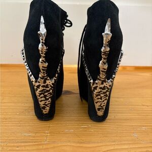 Jeffrey Campbell Black Suede Women's Platform Shoes with Silver Accents